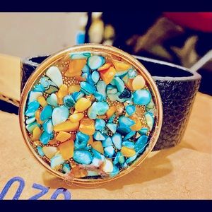 Leather stone cuff bracelet new